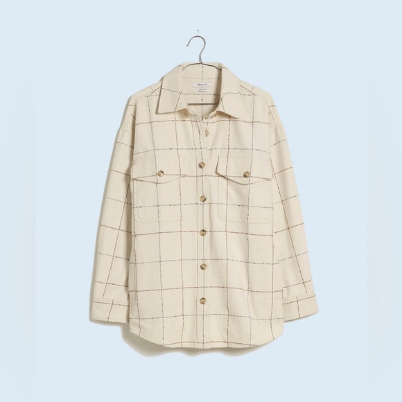 Madewell Jackets & Blazers - Madewell Bouclé Oversized Shirt-Jacket in Windowpane NWT Size Large